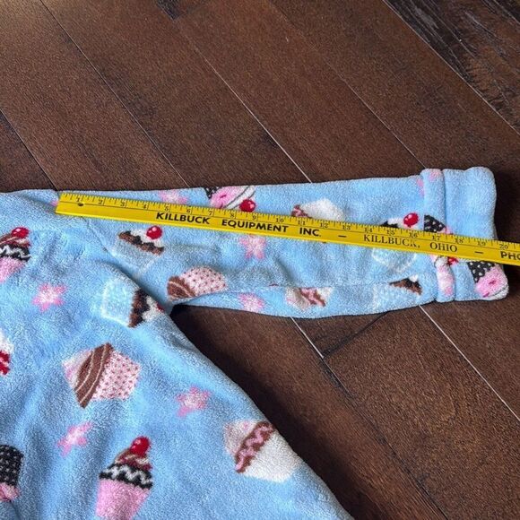 Oscar de la Renta womens plush cupcake bathrobe size small medium blue cozy comf - Picture 6 of 8